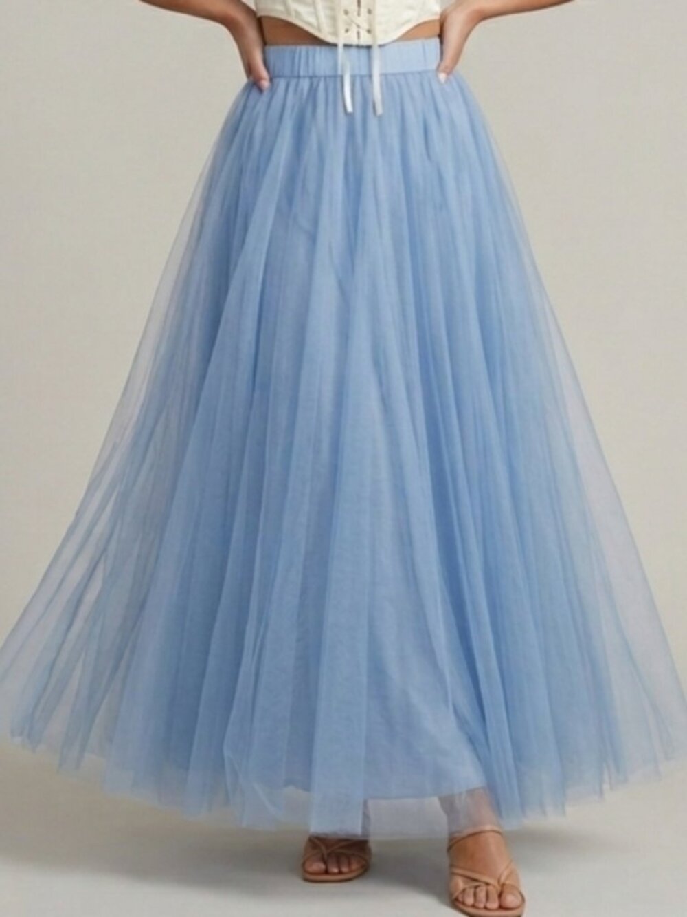 Fairy Balletcore Tulle Blue Maxi Skirt Fits Medium Formal Prom Grad Romantic